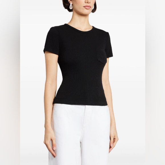 Agolde Ribbed organic cotton-blend T-shirt size XL - Picture 1 of 8